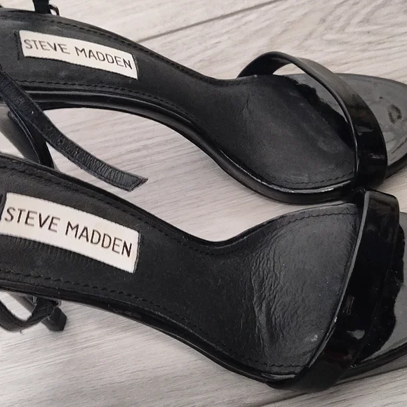 Steve Madden Black Ankle Strap Heels - Picture 3 of 5